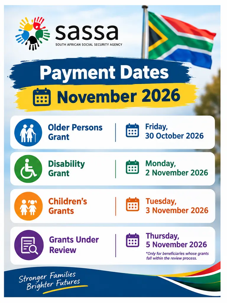 sassa payment dates november 2026